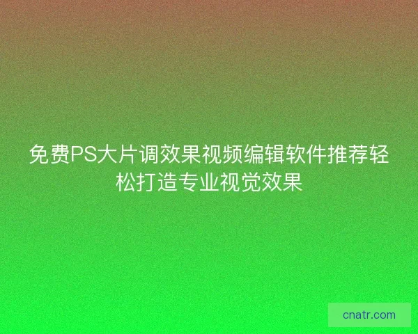 免费PS大片调效果视频编辑软件推荐轻松打造专业视觉效果